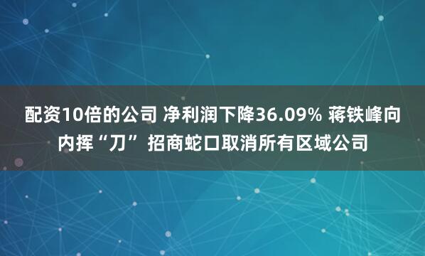 配资10倍的公司 净利润下降36.09% 蒋铁峰向内挥“刀” 招商蛇口取消所有区域公司